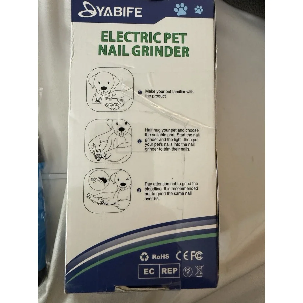 Yabife Rechargeable Low Noise‎ Pet Nail Kit NEW